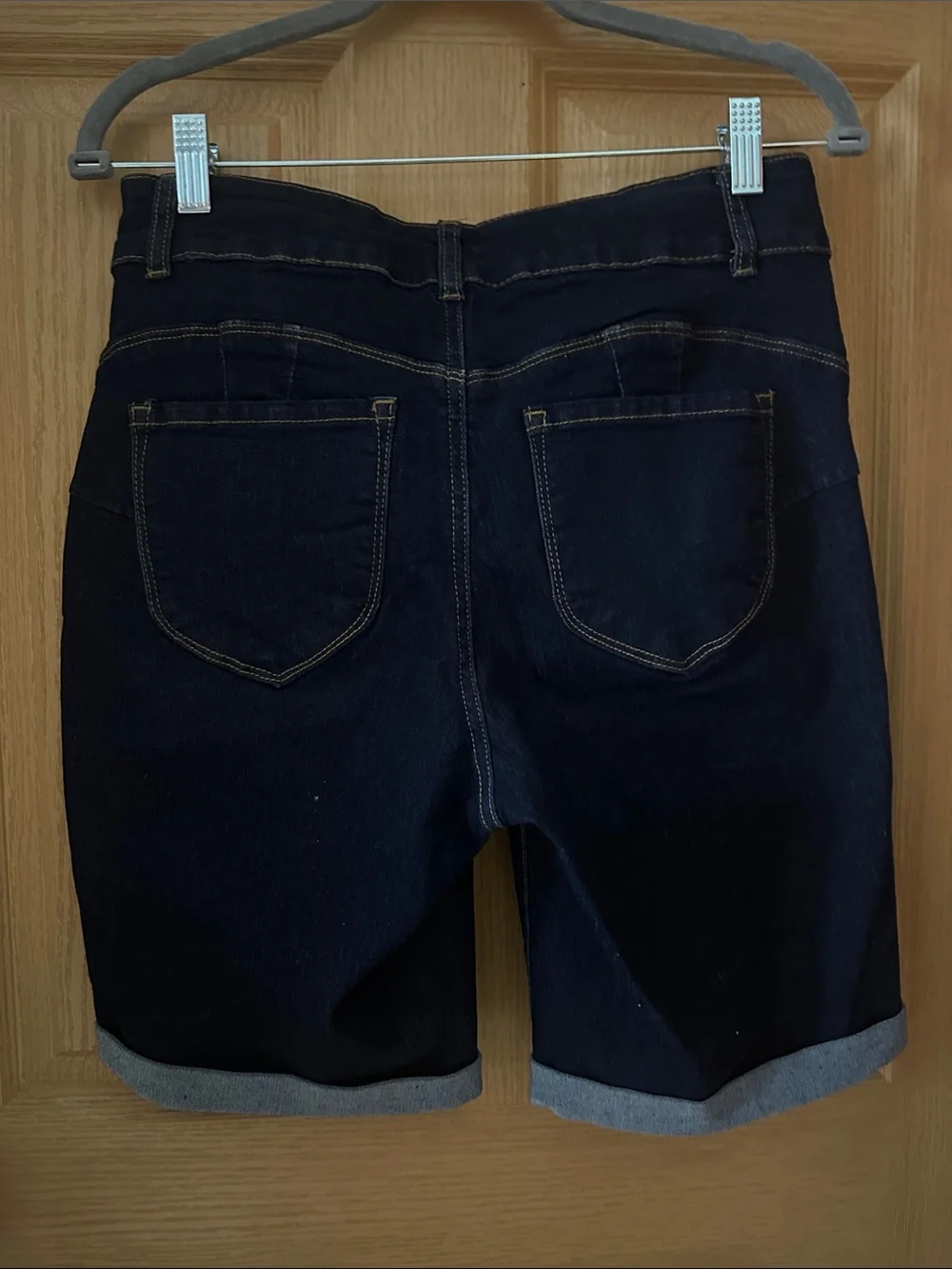 Men's Dark Indigo Denim Shorts - Classic Rolled Hem